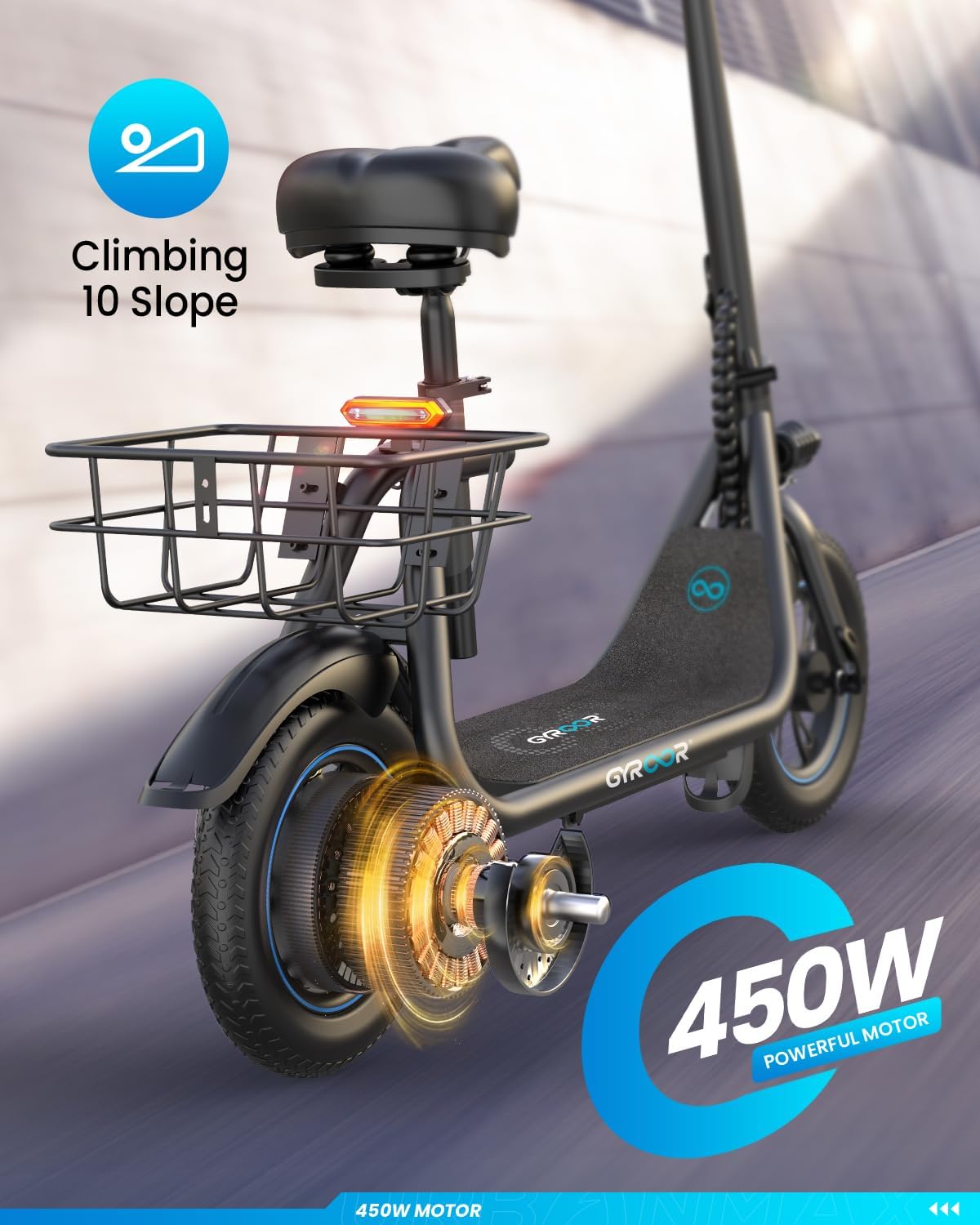 Electric Scooter with Seat & OutdoorMaster Skateboard Cycling Helmet - 450W 20 Mile Electric Scooter. Multi-Sport Ventilated Helmet