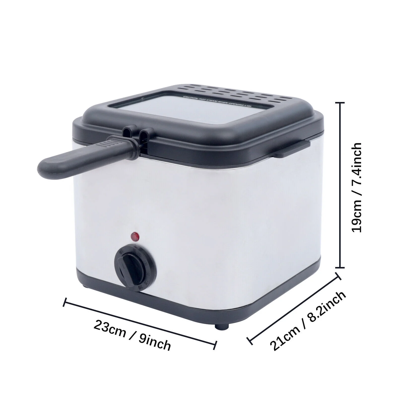 1000W 2.5L Deep Fryer With Basket Small Fryer w/ View Window. Oil Dripping Hook