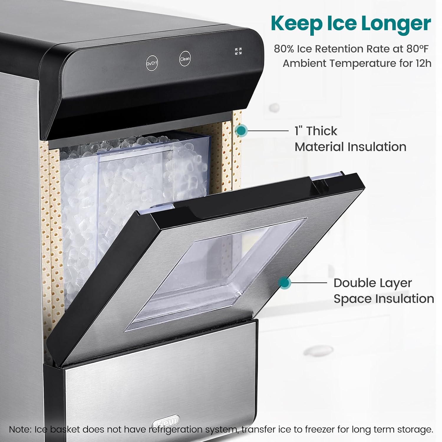 V2.0 Countertop Gemi Nugget Ice Maker | Self-Cleaning Pellet Ice Machine | Open and Pour Water Refill | Stainless Steel Housing | Fit Under Wall Cabinet | White