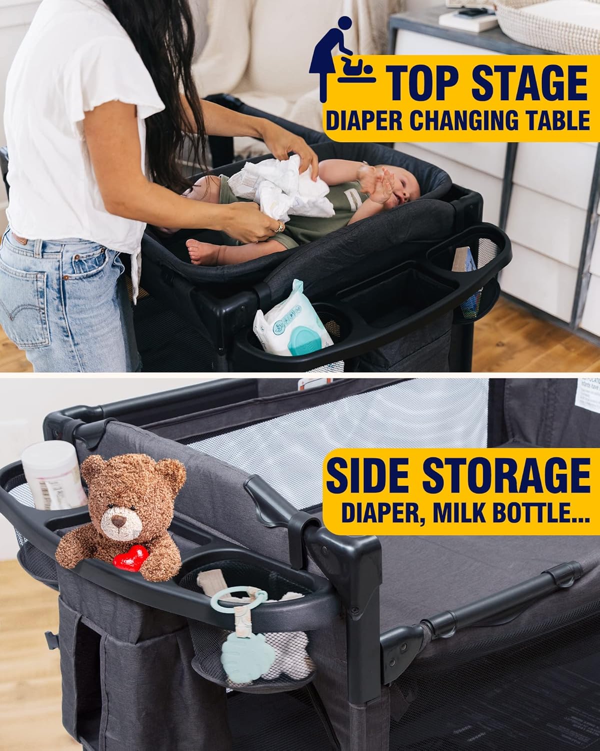 4 in 1 Baby Bassinet Bedside Sleeper. Baby Bedside Crib 4 Functions. Bedside Bassinet Crib Sleeper. Playard. Changing Table. Baby Bassinet for Newborn Baby