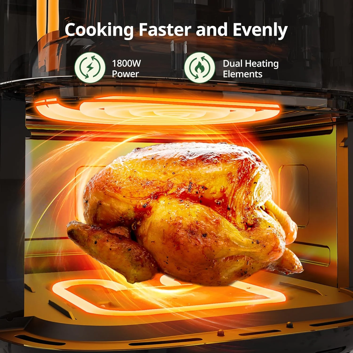 Air Fryer 8Qt Plus Oilless 8-in-1 Family Size AirFryer.Easy Viewing Window and Fast Healthy cooking.Dishwasher-Safe Basket.Digital Touchscreen.Quiet. AF701. Black