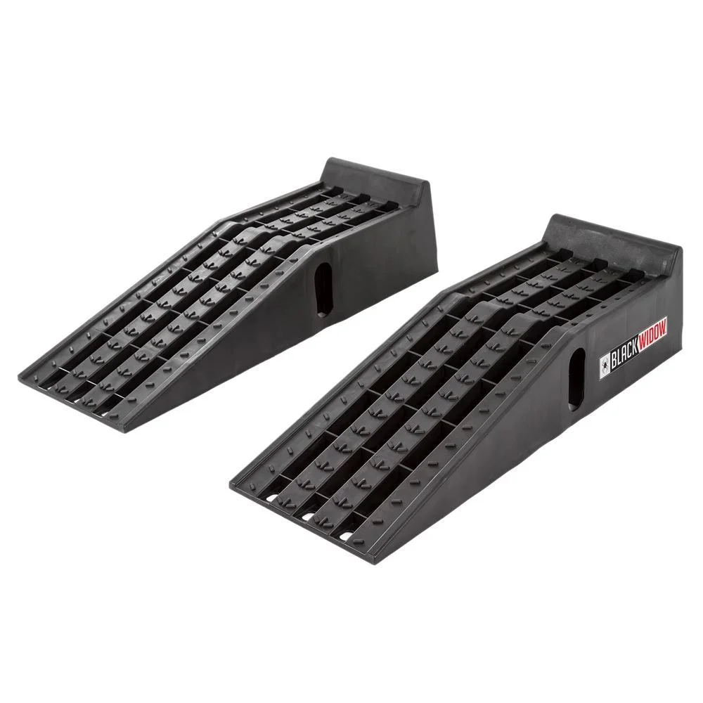 Black Widow PSR295 Plastic Car Service Ramps - Lifts Vehicles 6.25in H for Maintenance or Oil Changes - Each Ramp is 12in W - Pack of Two - 10.000 lbs. Capacity Per Pair