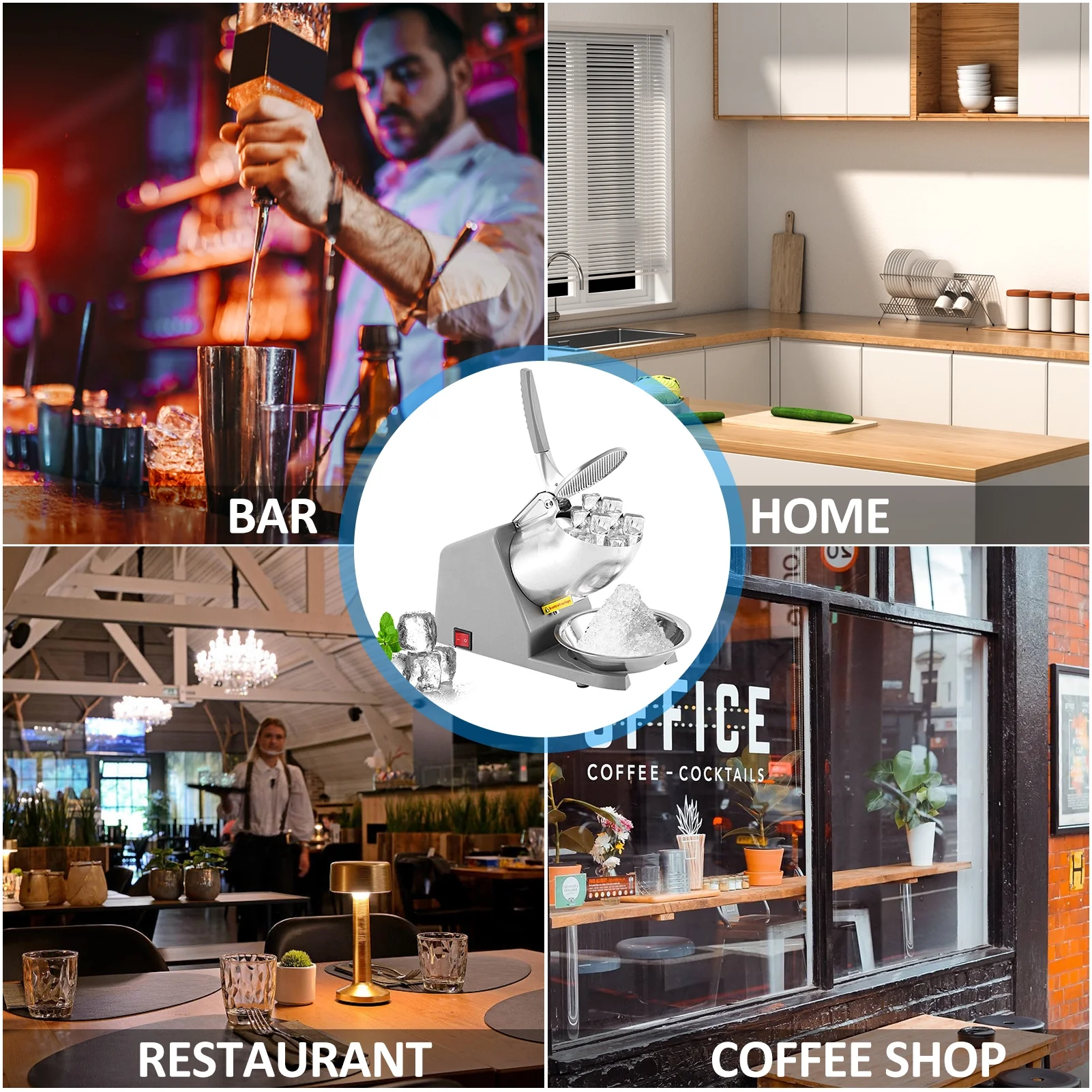 Apexeon Electric Shaved Ice Machine. Countertop Ice Maker with Stainless Steel . Sleek and Modern Design. Ideal for Home and Office Use