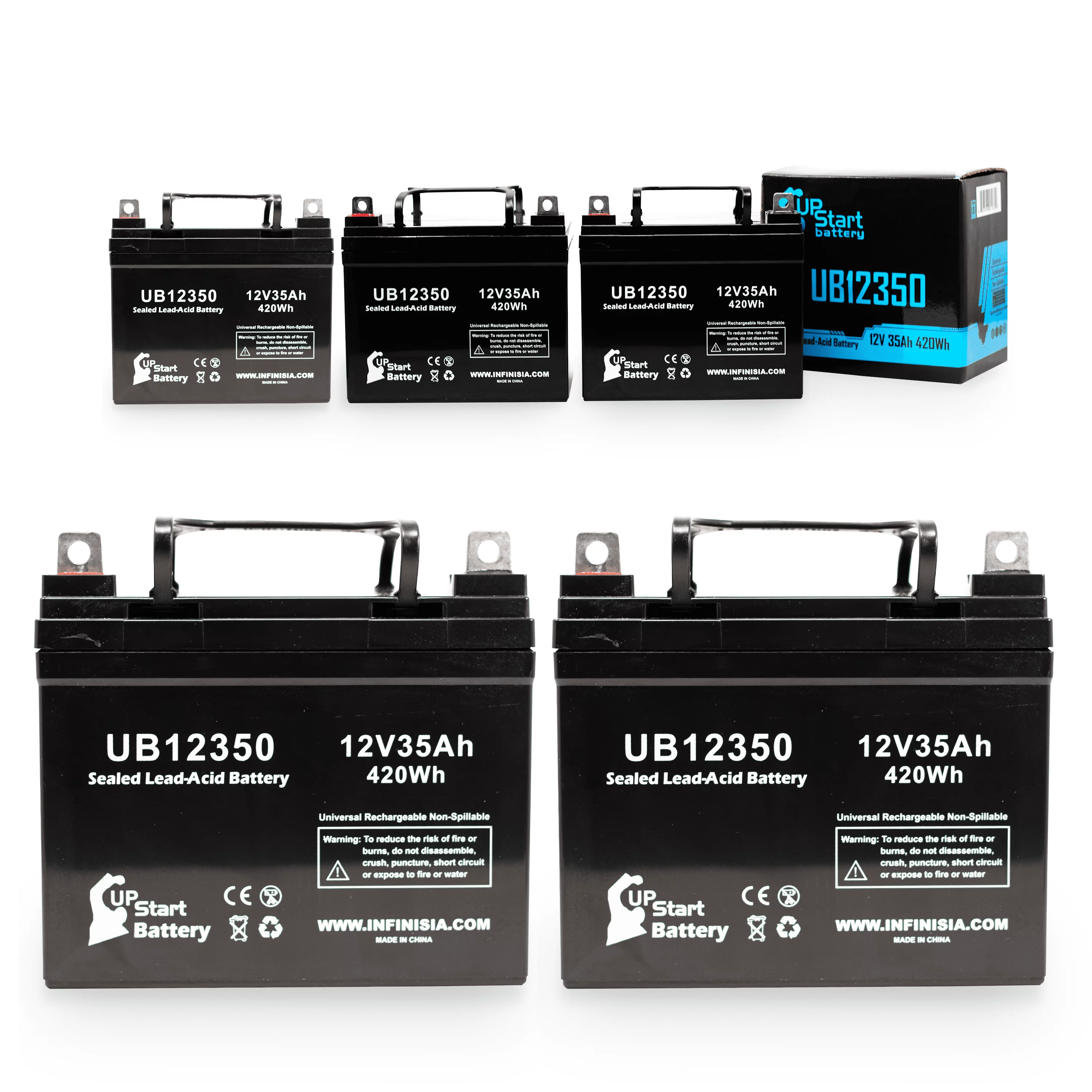 5x Pack - Compatible Imc Heartway Escape H Battery - Replacement UB12350 Universal Sealed Lead Acid Battery (12V. 35Ah. 35000mAh. L1 Terminal. AGM. SLA)