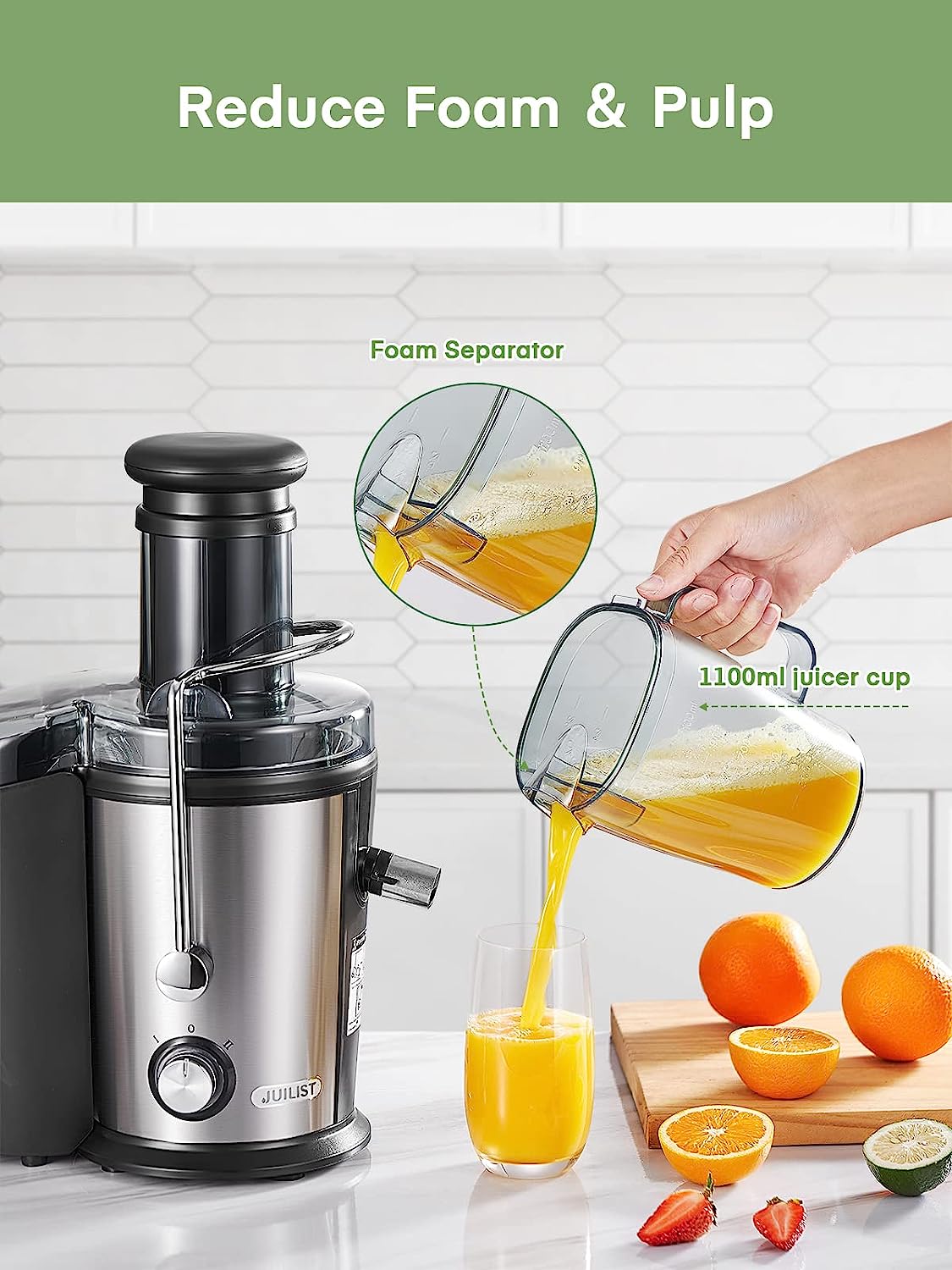 Juicer Machines Vegetable and Fruit. 800W Powerful Juilist Centrifugal Juicer Machines Easy to Clean with Brush. Dual Speeds Juice Extractor Machine with Large 3'' Feed Chute & Anti-Drip