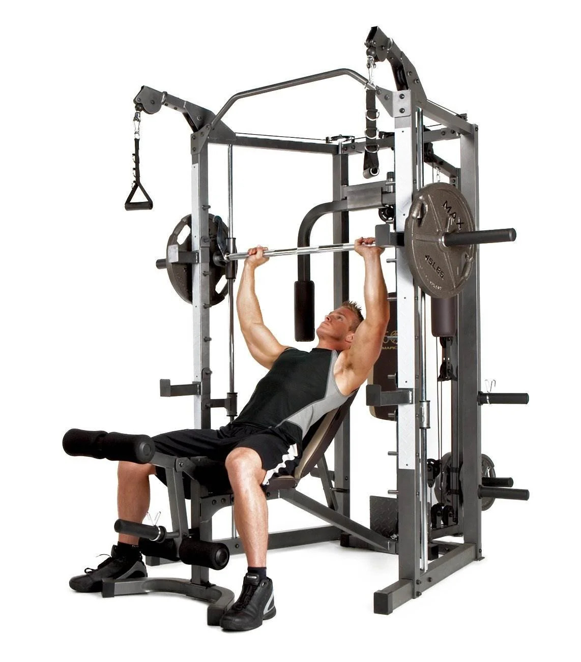 Marcy Combo Heavy Duty Full Body Home Exercise Gym Equipment. Gray/Brown