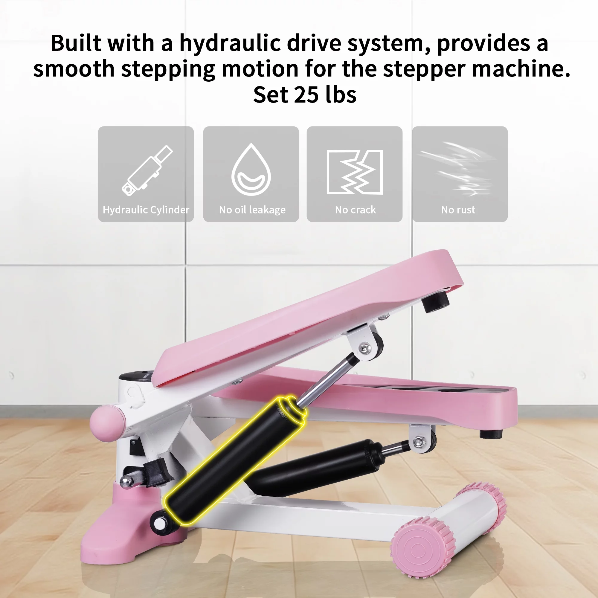 Wesfital Steppers for Exercise + Free Non-slip Mat. Mini Stair Stepper with Resistance Bands(Pink)