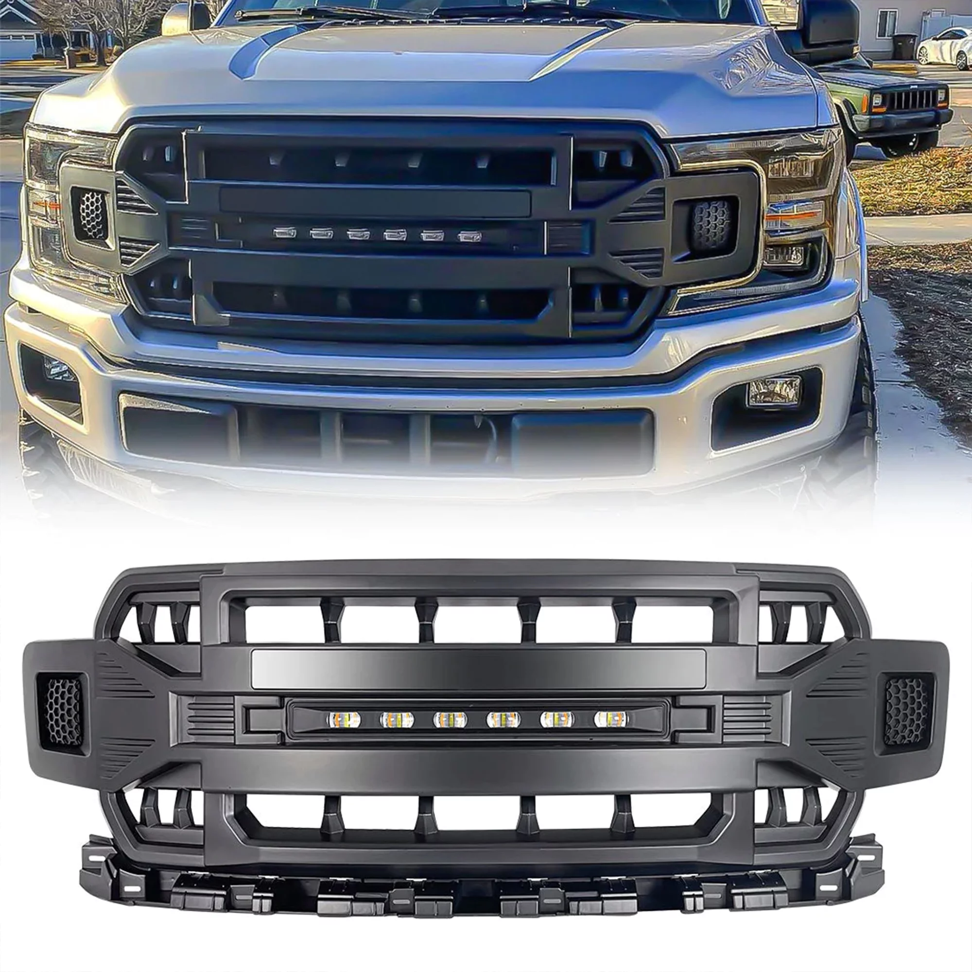 AMERICAN MODIFIED Armor Grille Compatible with 2018-2020 Ford F150. Black