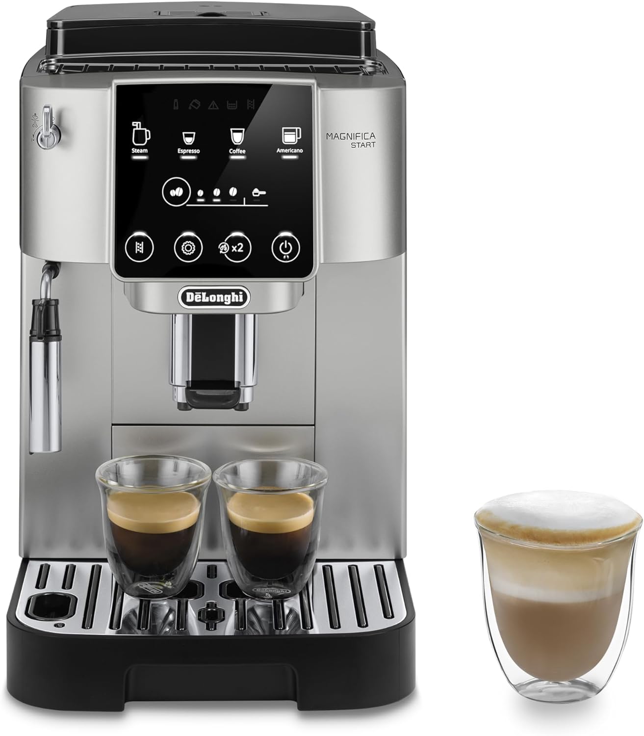 Magnifica Start Automatic Espresso Machine with Manual Milk Frothing. Silver