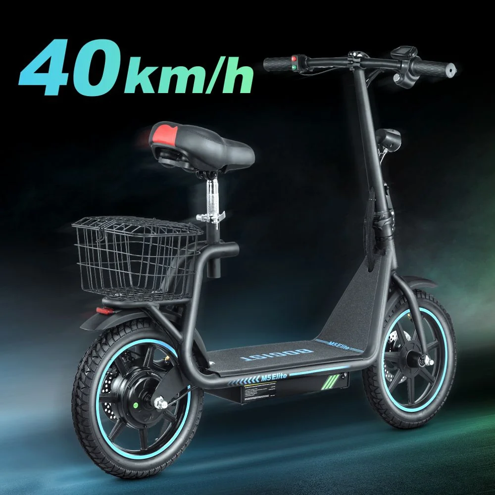BOGIST Electric Scooter for Adults with Seat. 500W Motor(Peak 800W). 25mph. 45km Range. 48V 13Ah. Electric Bicycle with Basket. BOGIST M5 Elite.Blue