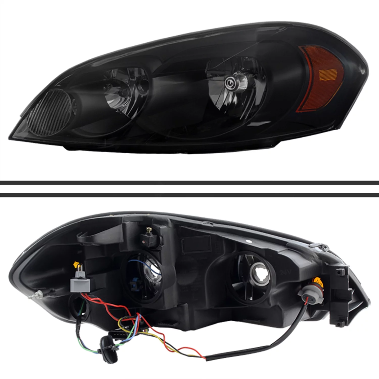 AKKON - Black Smoked Headlights + Dark Red Smoke Tail Lamp Fits 2006-2013 Chevy Impala 2014-2016 Impala Limited Pair LH+RH