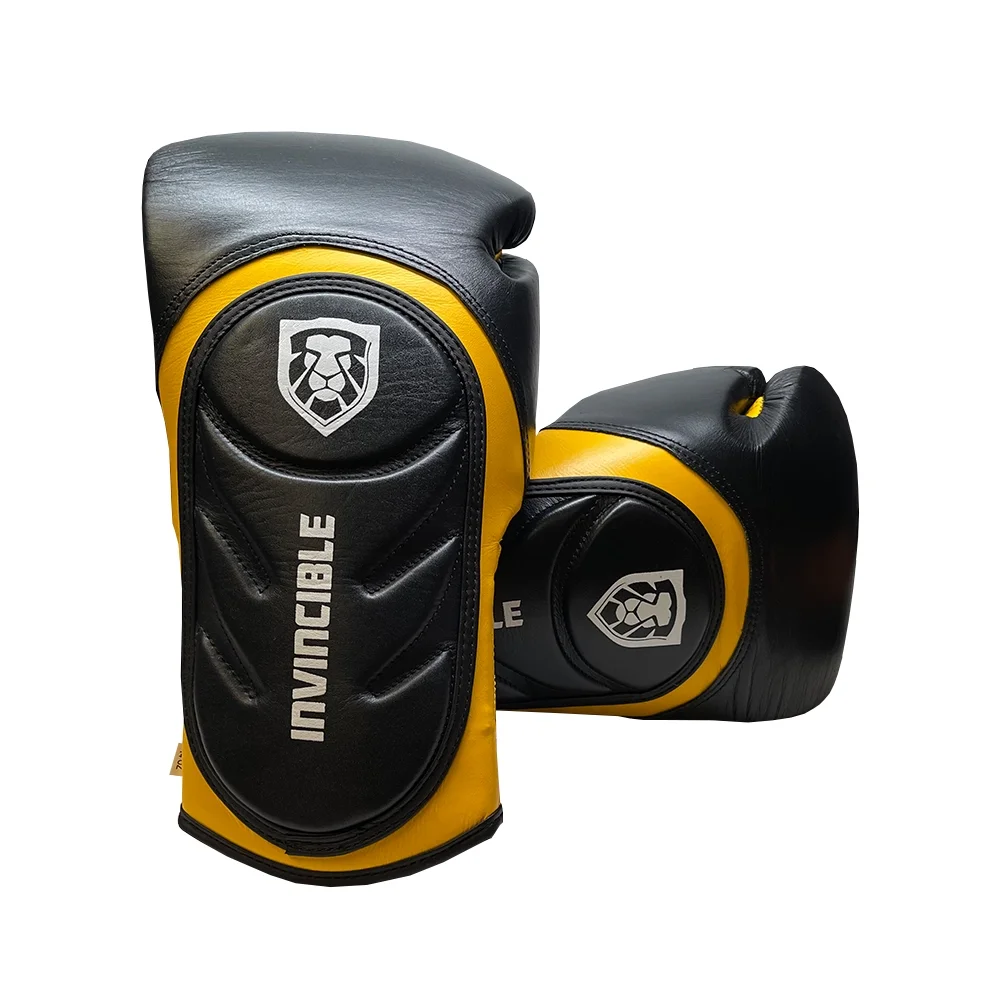 Invincible Fight Gear Professional Hook and Loop Leather Training Boxing Gloves v2.0 - Ideal for Boxing. Kickboxing. Muay Thai. MMA for Men Women and Kids
