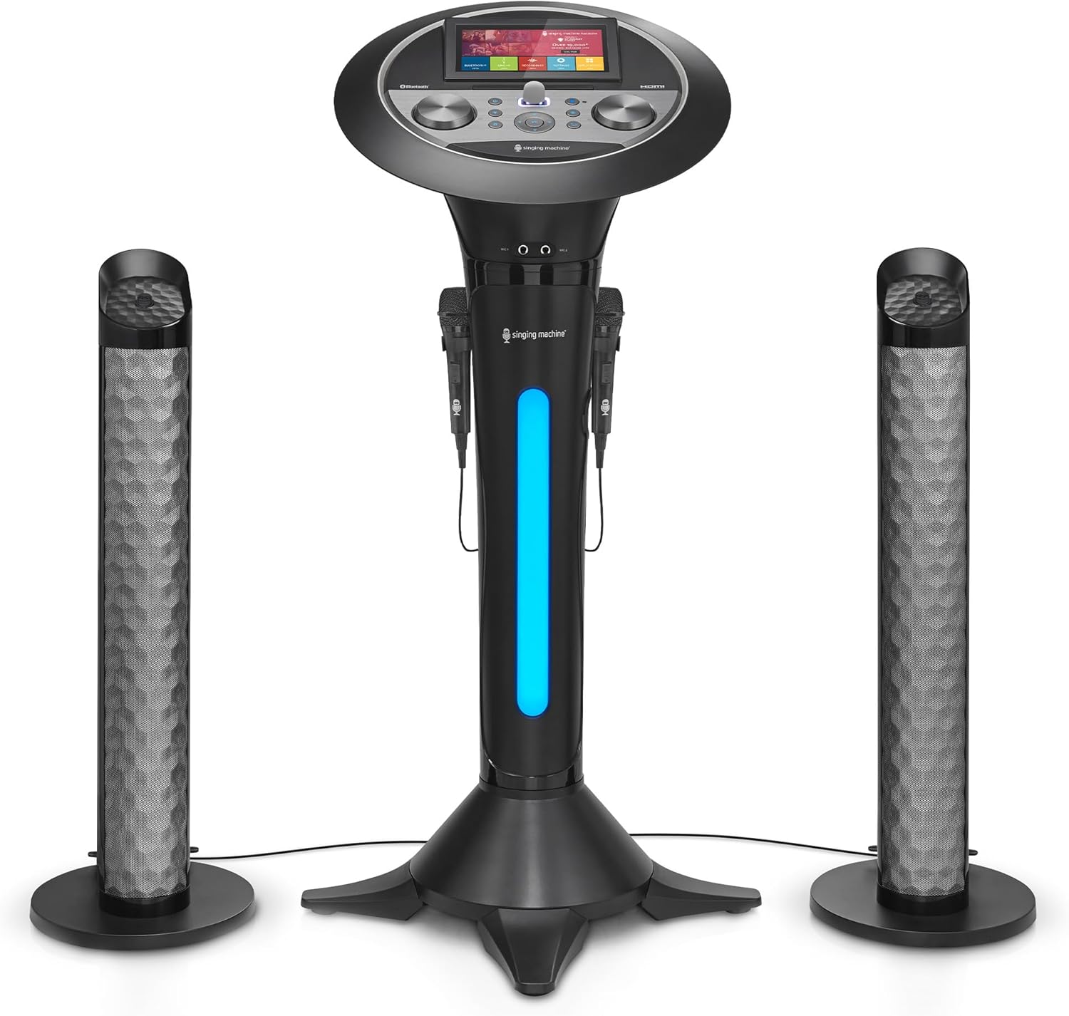 Portable WiFi Karaoke Machine for Adults. Black - Karaoke Pedestal with 7 ?Touchscreen Display. Built-In Karaoke Speaker. Bluetooth & Recorder - Karaoke System with 2 Wired Microphones