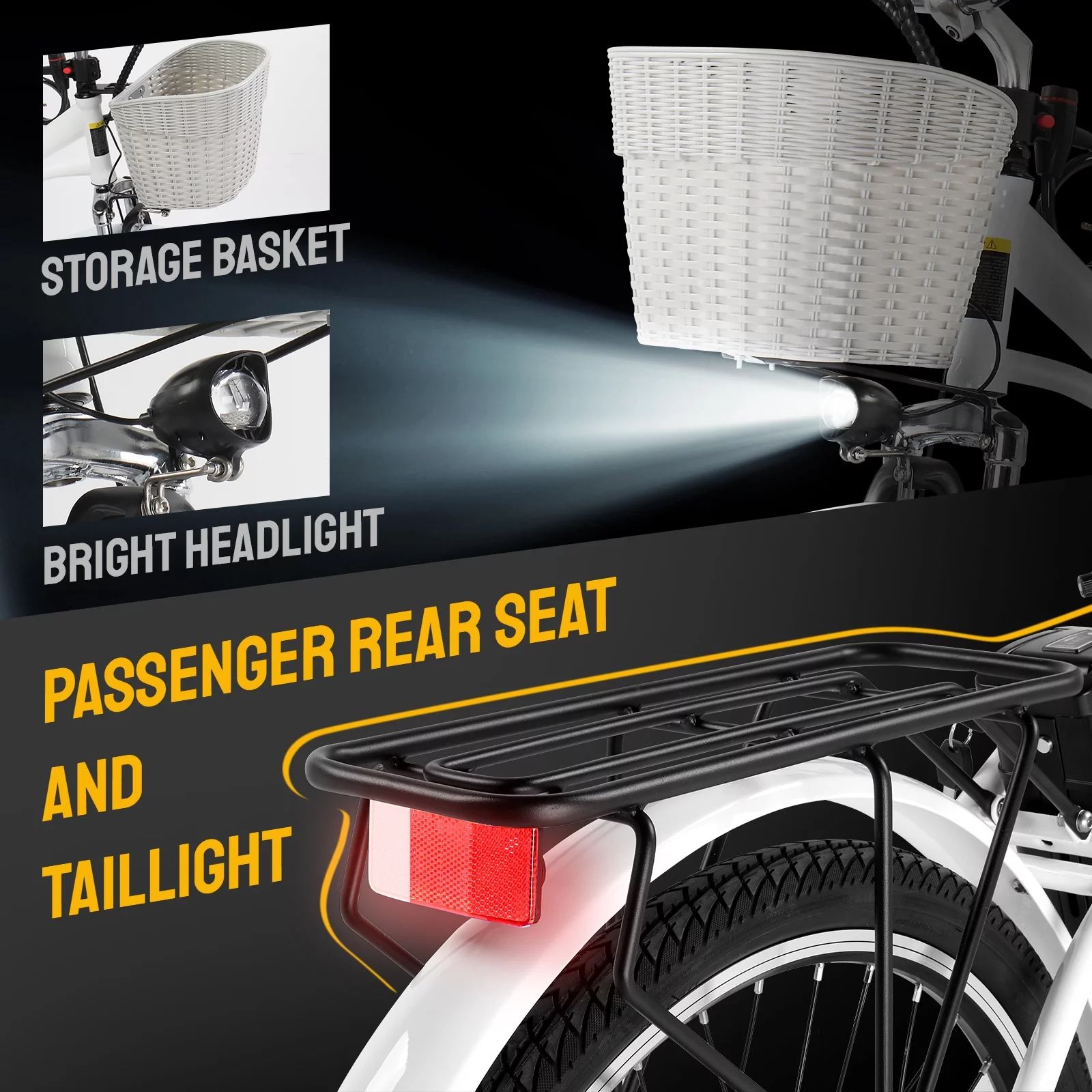 PEXMOR Electric Bike for Adults. 350W (Peak 500W) City Commuter Ebike 36V 12.5AH Removable Battery. 26 Cruiser Electric Bicycle Shimano 6-Speed | Dual Shock Absorber | Basket