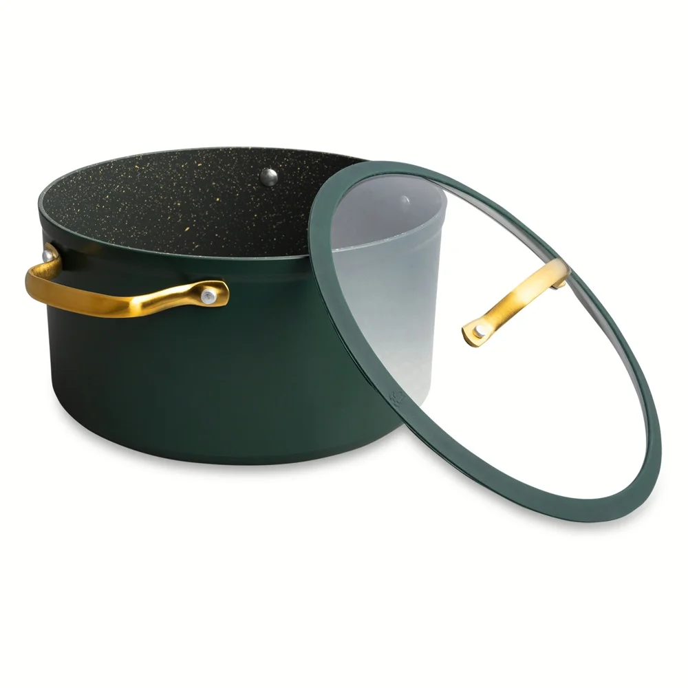 Thyme & Table Non-Stick 12-Piece Granite Cookware Set. Hunter Green