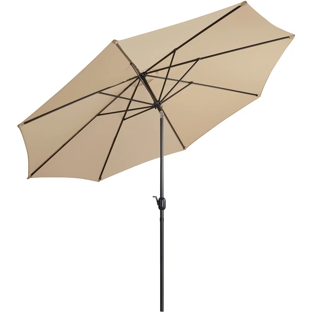 Topeakmart 11ft Patio Umbrella Market Umbrella with 8 Ribs Tilt and Crank for Garden. Deck. Backyard. Pool. Beach. Tan