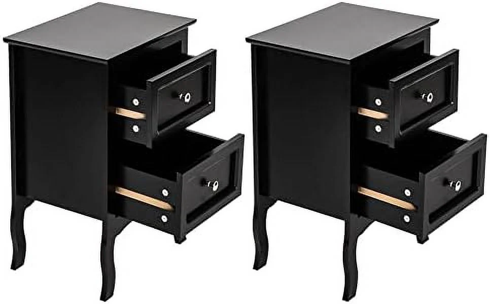 NTTBOBOEC Night Table Modern Wood Night Stand End Table Wooden Bed Side Tables with 2 Drawers Large Space Brown Size 15.74(W) x 11.81(D) x 23.66(H)