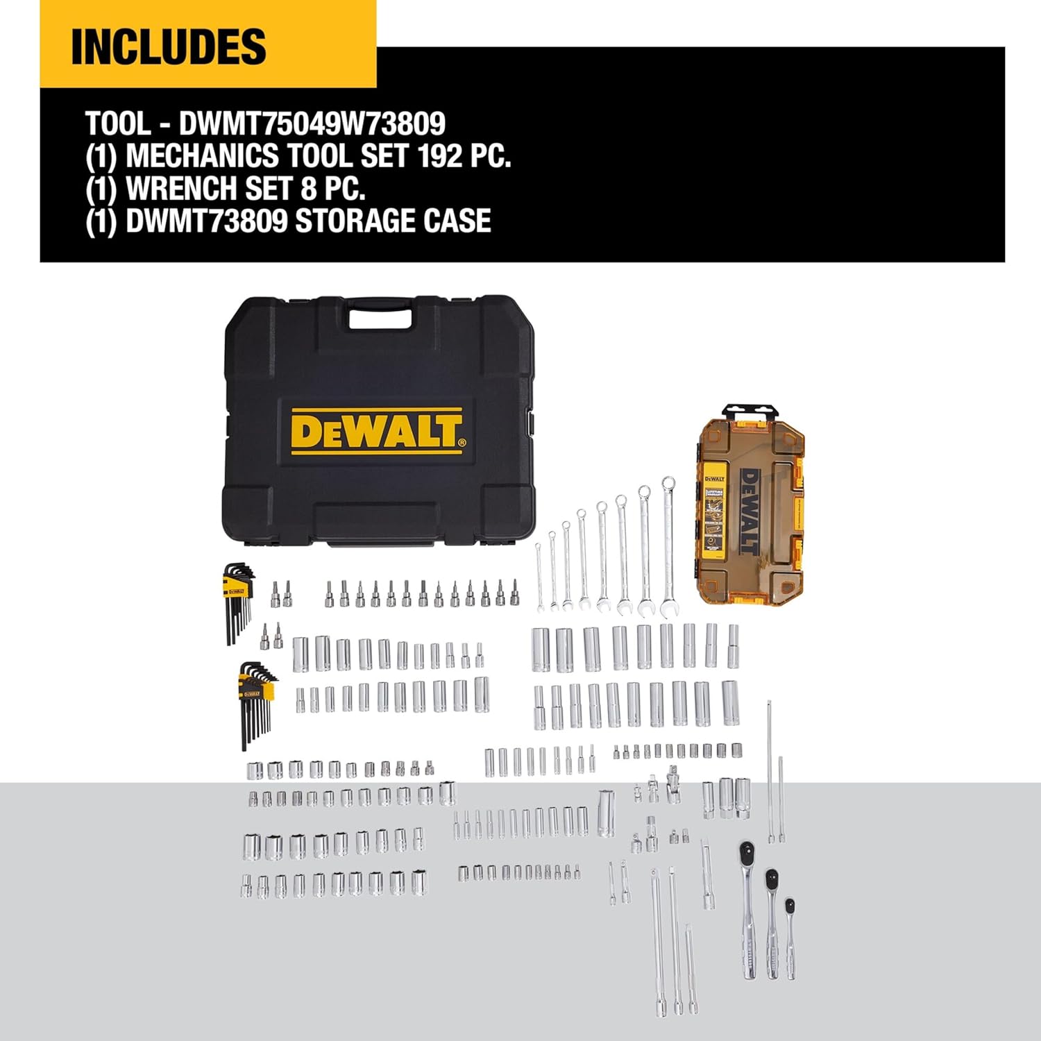 Mechanics Tool Set. SAE and Metric. 1/2. 1/4. 3/8 Drive Sizes. 192-Piece (DWMT75049)