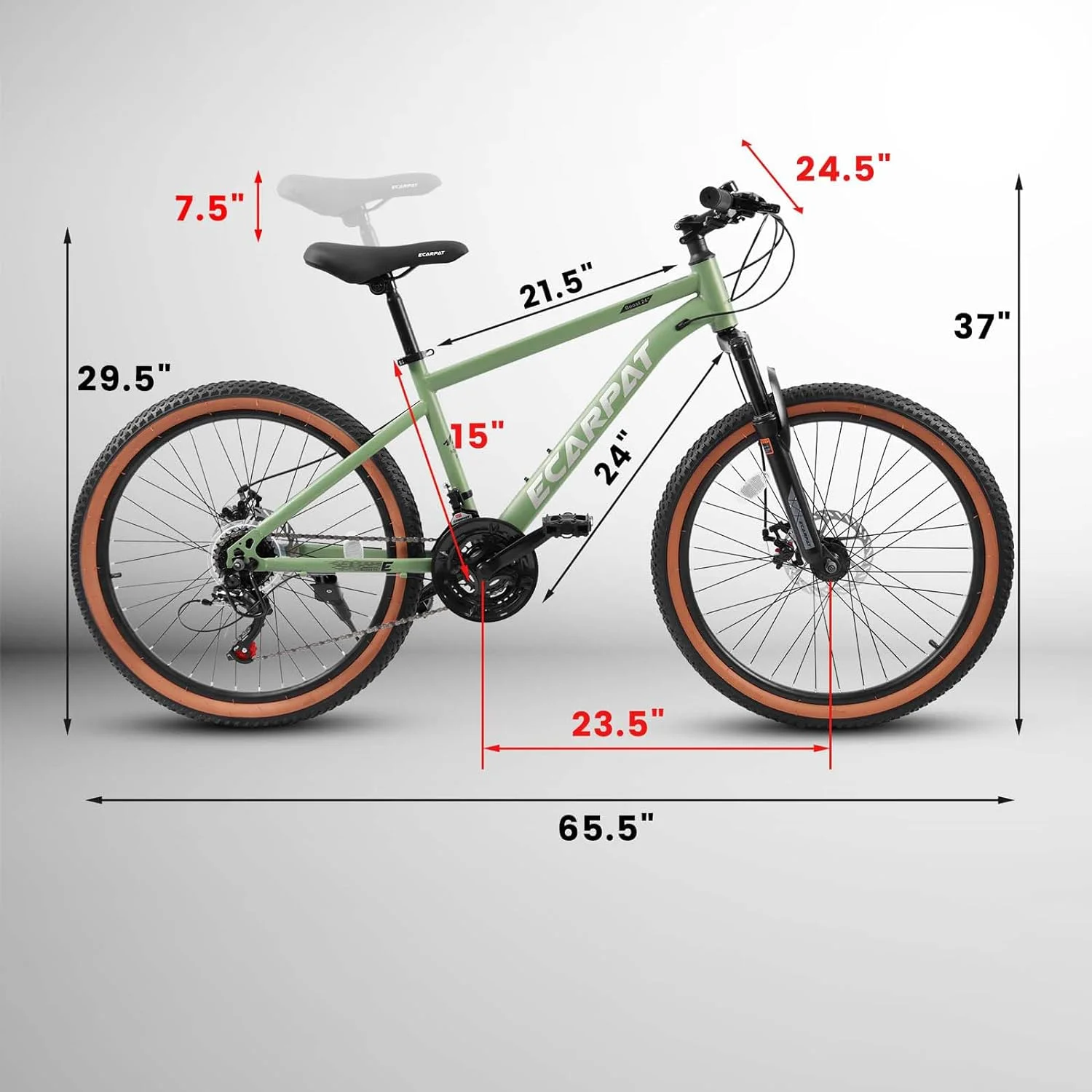 UPYOOE Mountain Bike. Carbon Steel Frame with 24 Wheels. Trail Commuter City Snow Beach Mountain Bikes Bicycles Disc Brakes Thumb Shifter. Front Fork Bicycles for Adult Youth Teenagers Mens Womens