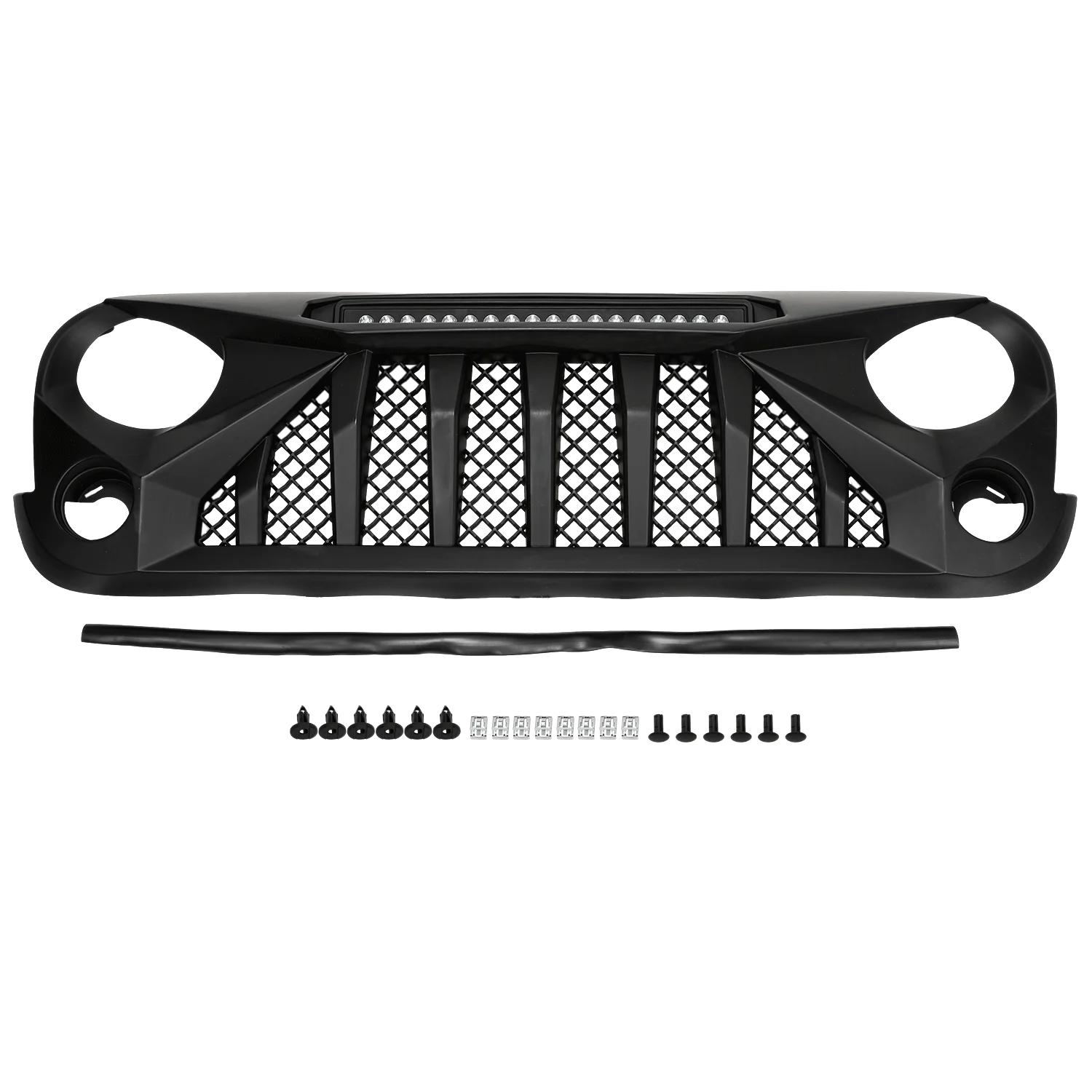 Black Off-Road Lights Front Grill Mars Grille with LED for 07-18 Jeep Wrangler JK