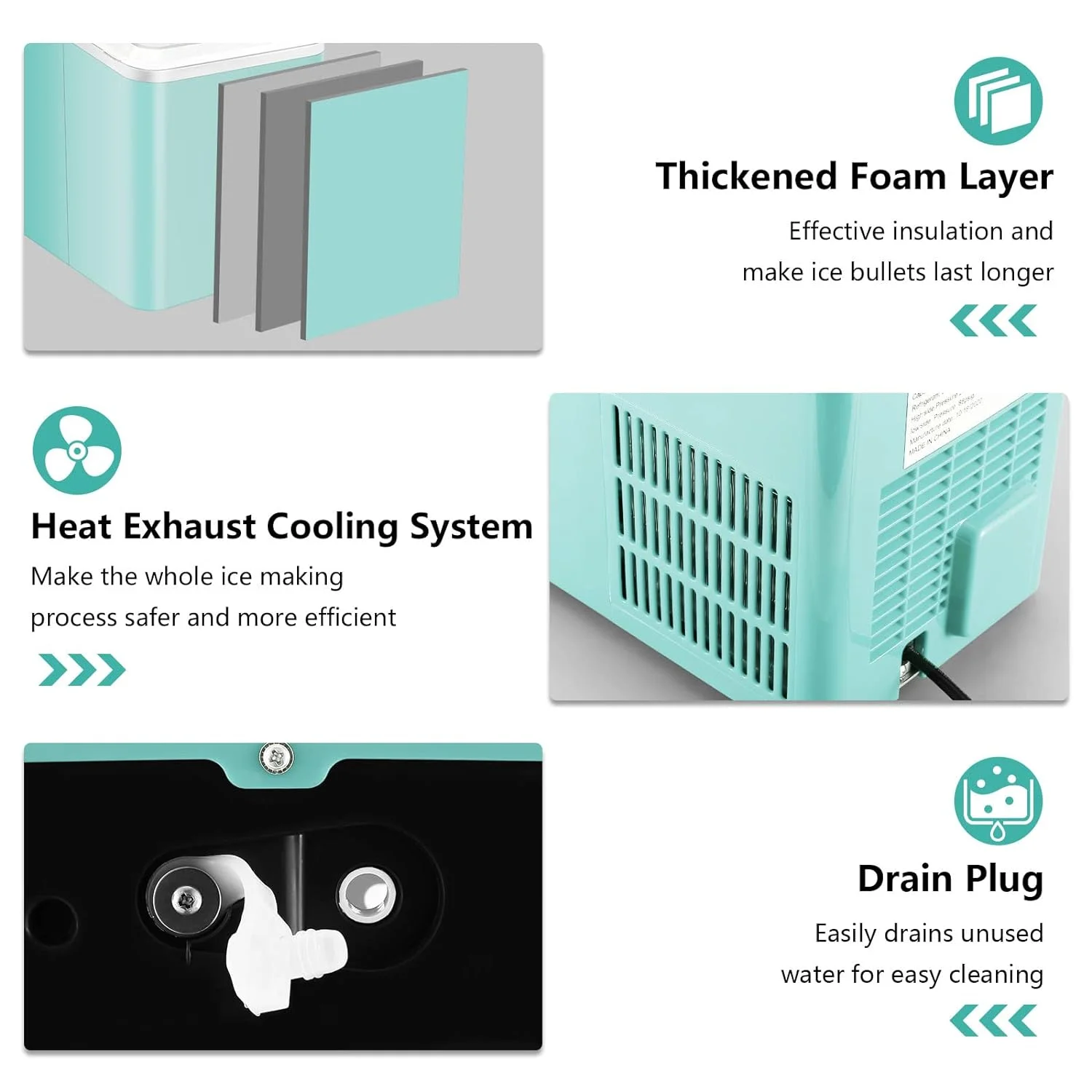 Ice Makers Countertop. 9 Bullet Ice in 6-9 Mins with Ice Scoop and Basket. 26.5 Lbs per Day. Portable Ice Maker for Home Office Camping Party RV. Blue