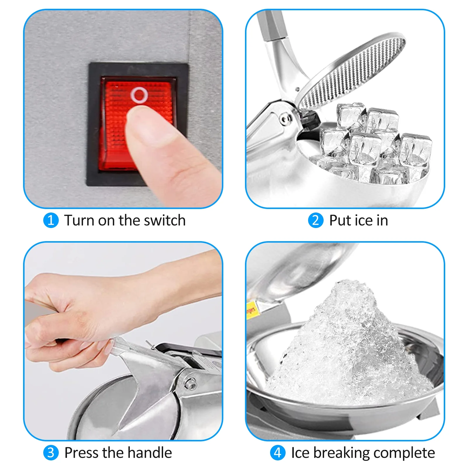 Apexeon Electric Shaved Ice Machine. Countertop Ice Maker with Stainless Steel . Sleek and Modern Design. Ideal for Home and Office Use