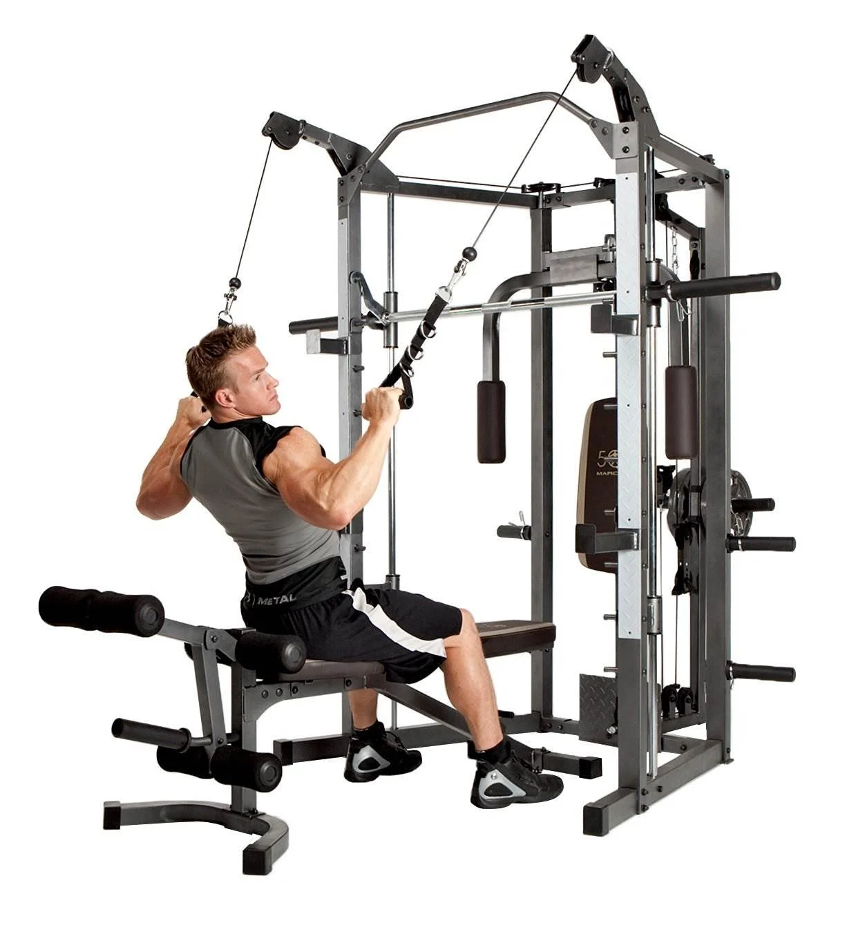Marcy Combo Heavy Duty Full Body Home Exercise Gym Equipment. Gray/Brown