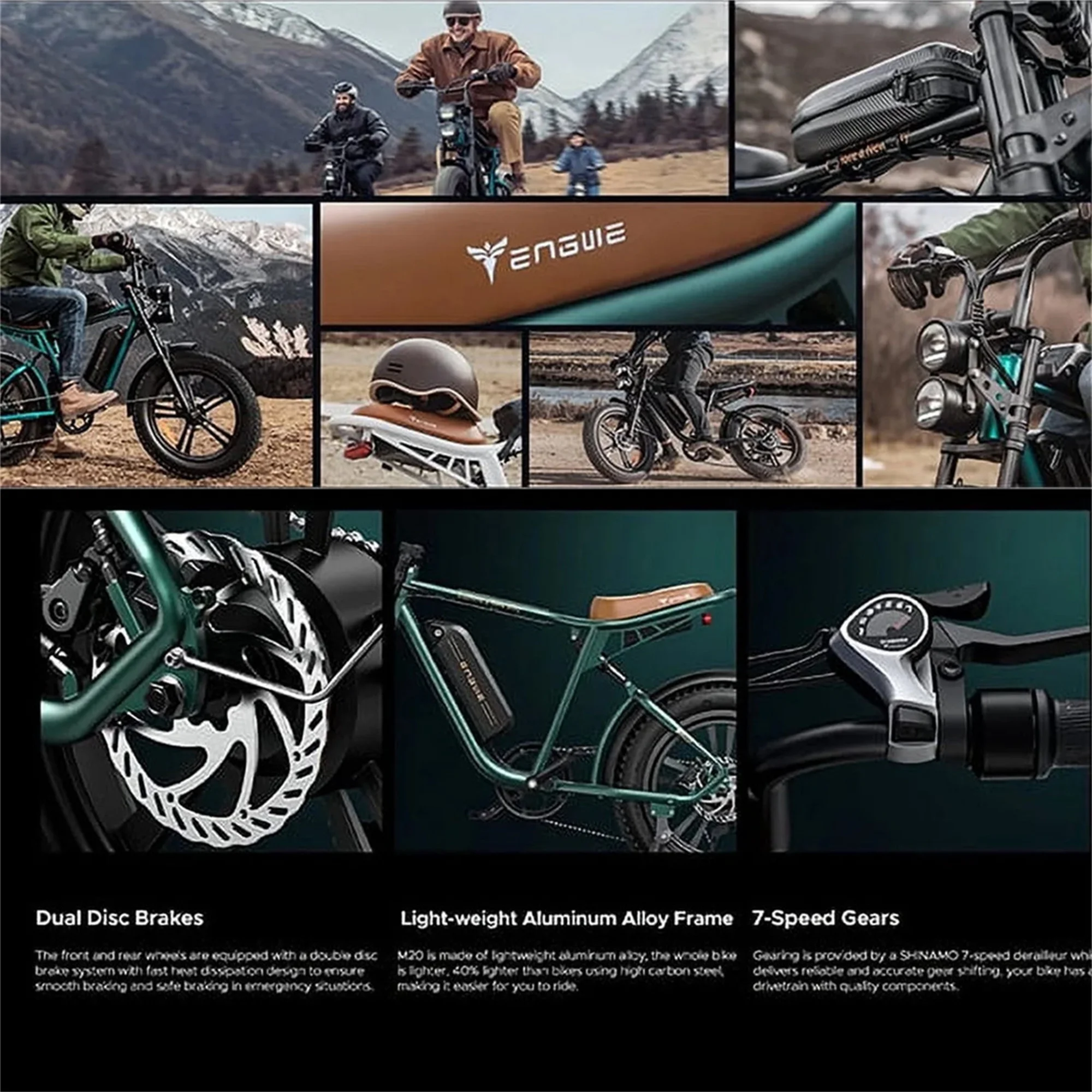 AKEZ Electric Bike for Adults - 1000W 28mph Moped Ebike with 48V 13A Removable Battery. Up to 94 Miles All Terrain Off Road E-Bike with 20*4.0 Fat Tire.Full Suspension.7-Speed UL Certified