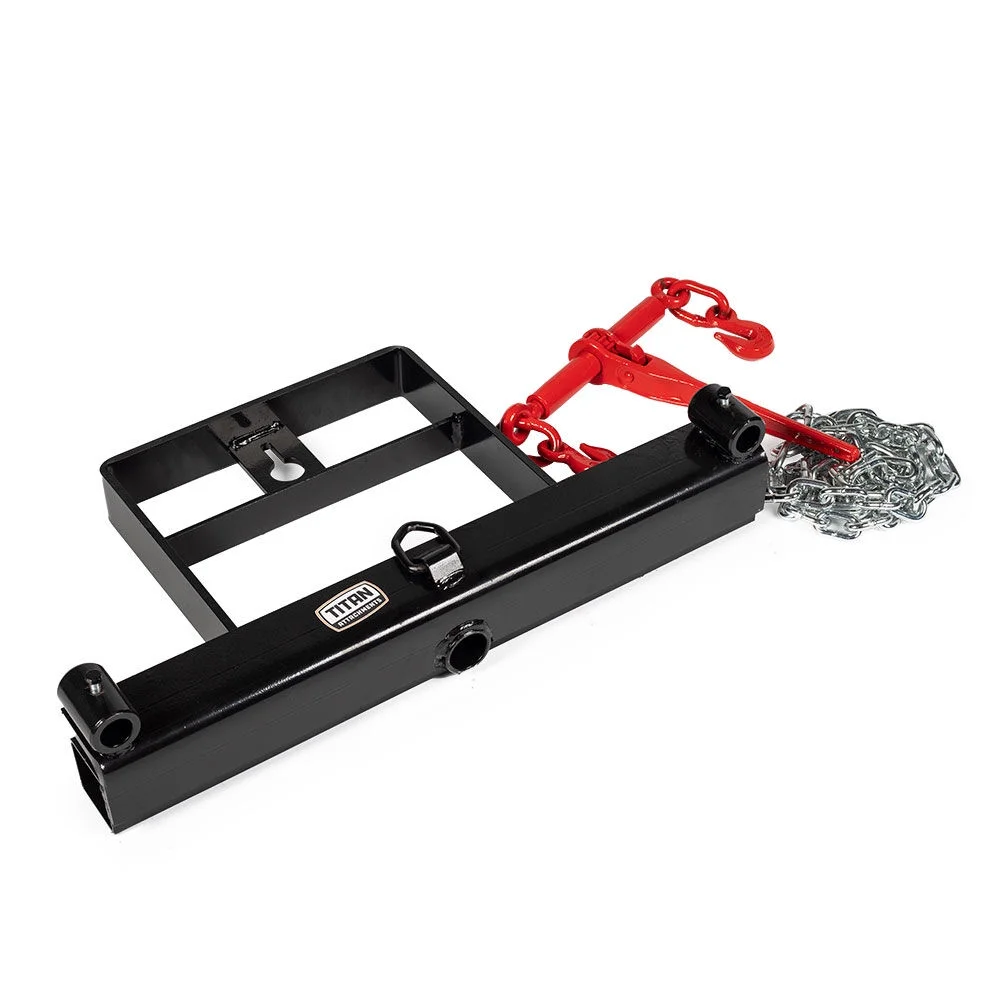 Titan Attachments 43 Hay Bale Spear Attachment with Stabilizer Spears. Universal HD Front Skid Steer Tractor Loader Bucket Attachment. 3000 LB Capacity