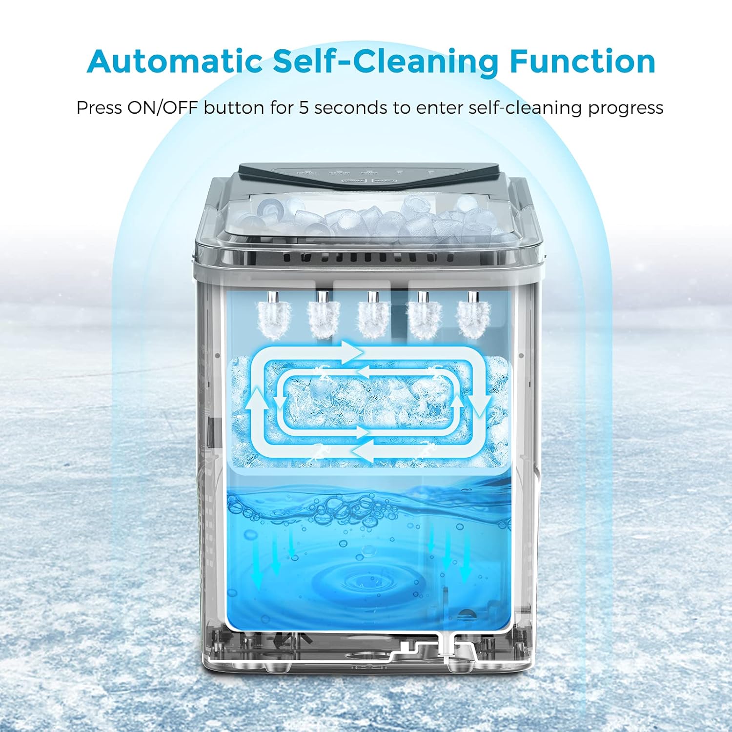 Ice Makers Countertop. Self-Cleaning Function. Portable Electric Ice Cube Maker Machine. 9 Pellet Ice Ready in 6 Mins. 26lbs 24Hrs with Ice Bags and Scoop Basket for Home Bar Camping RV(Black)