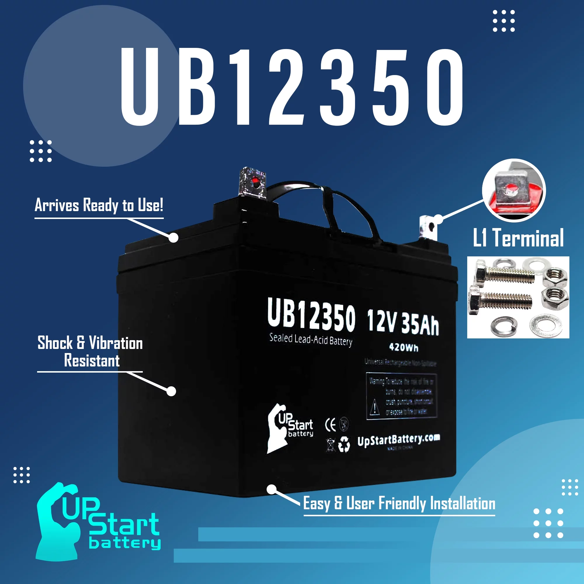 5x Pack - Compatible Imc Heartway Escape H Battery - Replacement UB12350 Universal Sealed Lead Acid Battery (12V. 35Ah. 35000mAh. L1 Terminal. AGM. SLA)