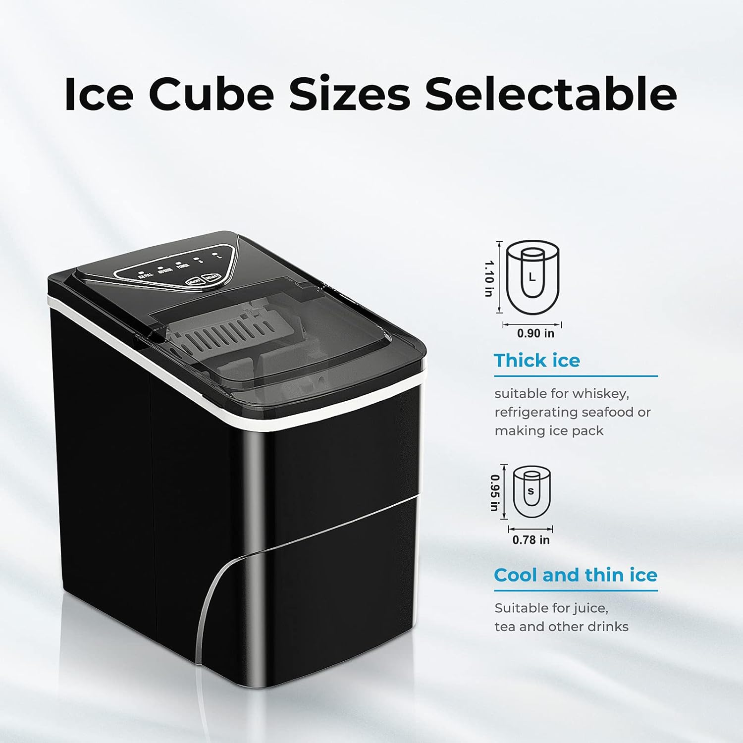Ice Makers Countertop. Self-Cleaning Function. Portable Electric Ice Cube Maker Machine. 9 Pellet Ice Ready in 6 Mins. 26lbs 24Hrs with Ice Bags and Scoop Basket for Home Bar Camping RV(Black)