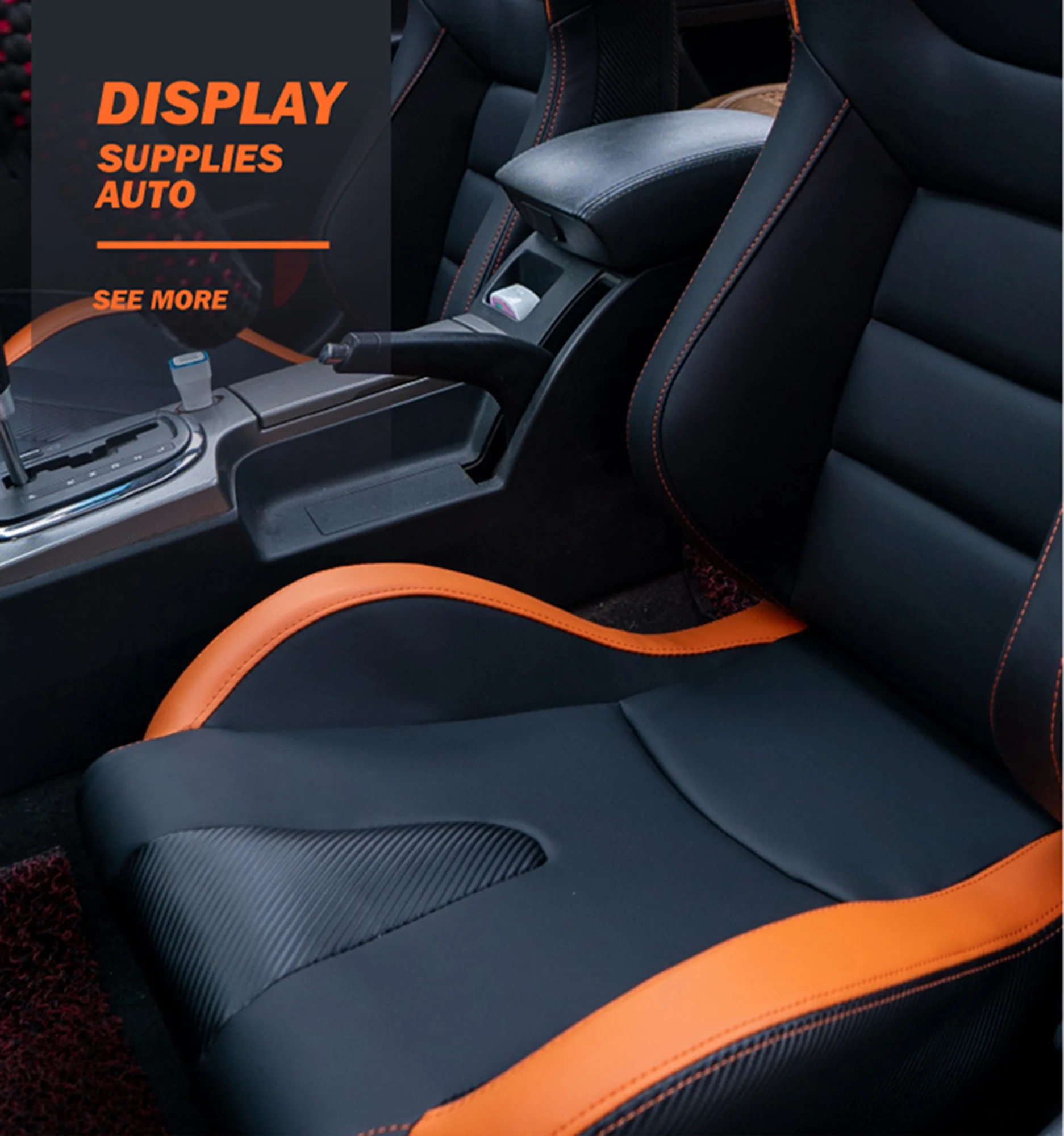 Racing Seats. 2PCS Universal PVC Leather Racing Seats with Dual Lock Sliders. Reclining Design & Front-Back Adjustable Seats (Black&Orange)