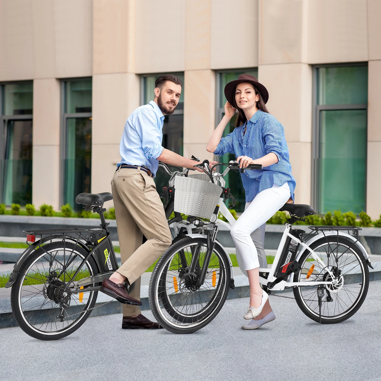PEXMOR Electric Bike for Adults. 350W (Peak 500W) City Commuter Ebike 36V 12.5AH Removable Battery. 26 Cruiser Electric Bicycle Shimano 6-Speed | Dual Shock Absorber | Basket