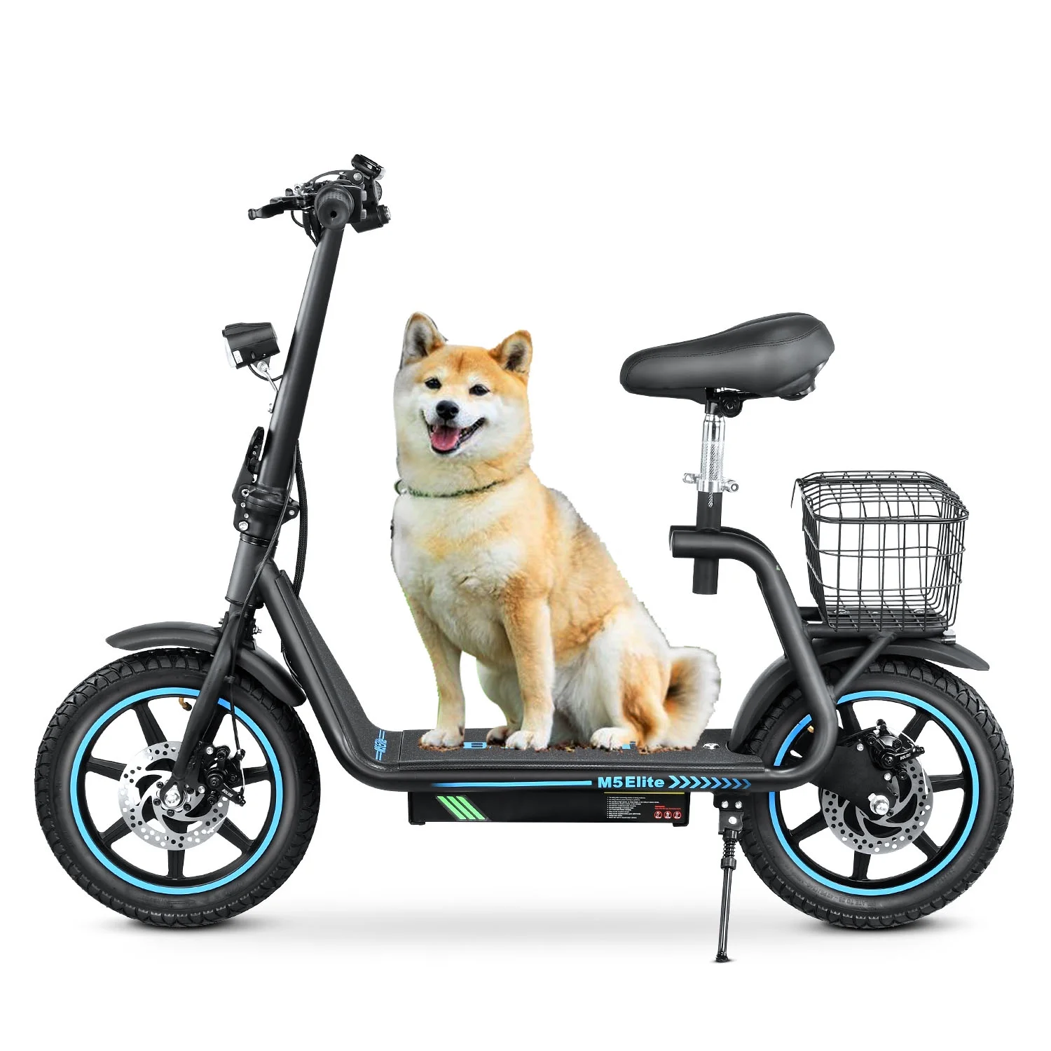 BOGIST Electric Scooter for Adults with Seat. 500W Motor(Peak 800W). 25mph. 45km Range. 48V 13Ah. Electric Bicycle with Basket. BOGIST M5 Elite.Blue