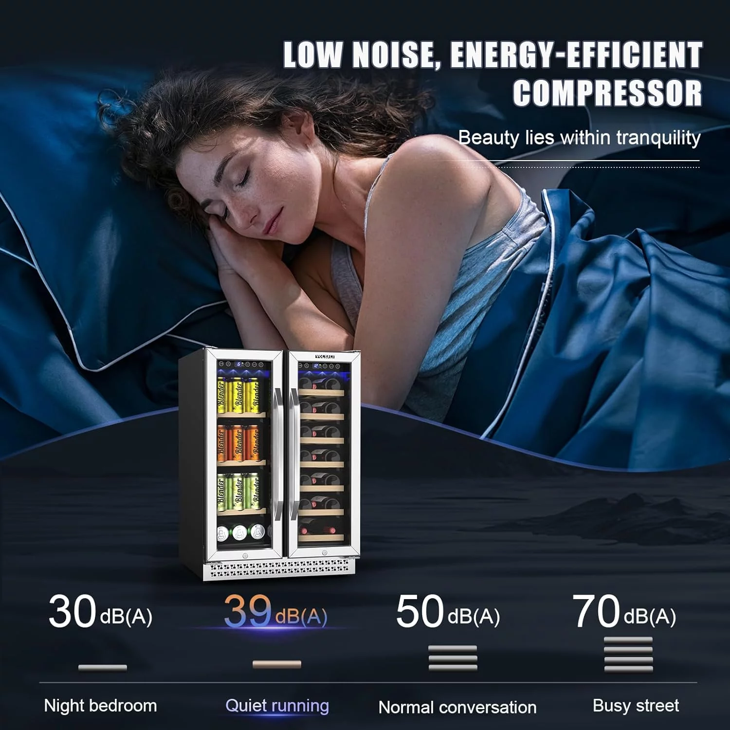 Yolsali 24 Inch Wine Cooler. Beverage Refrigerator. Dual Zone Wine Cooler Refrigerator with 2 Safety Locks. Adjustable Legs. Soft LED Light. Hold 20 Bottles and 57 Cans. Built-In or Freestanding