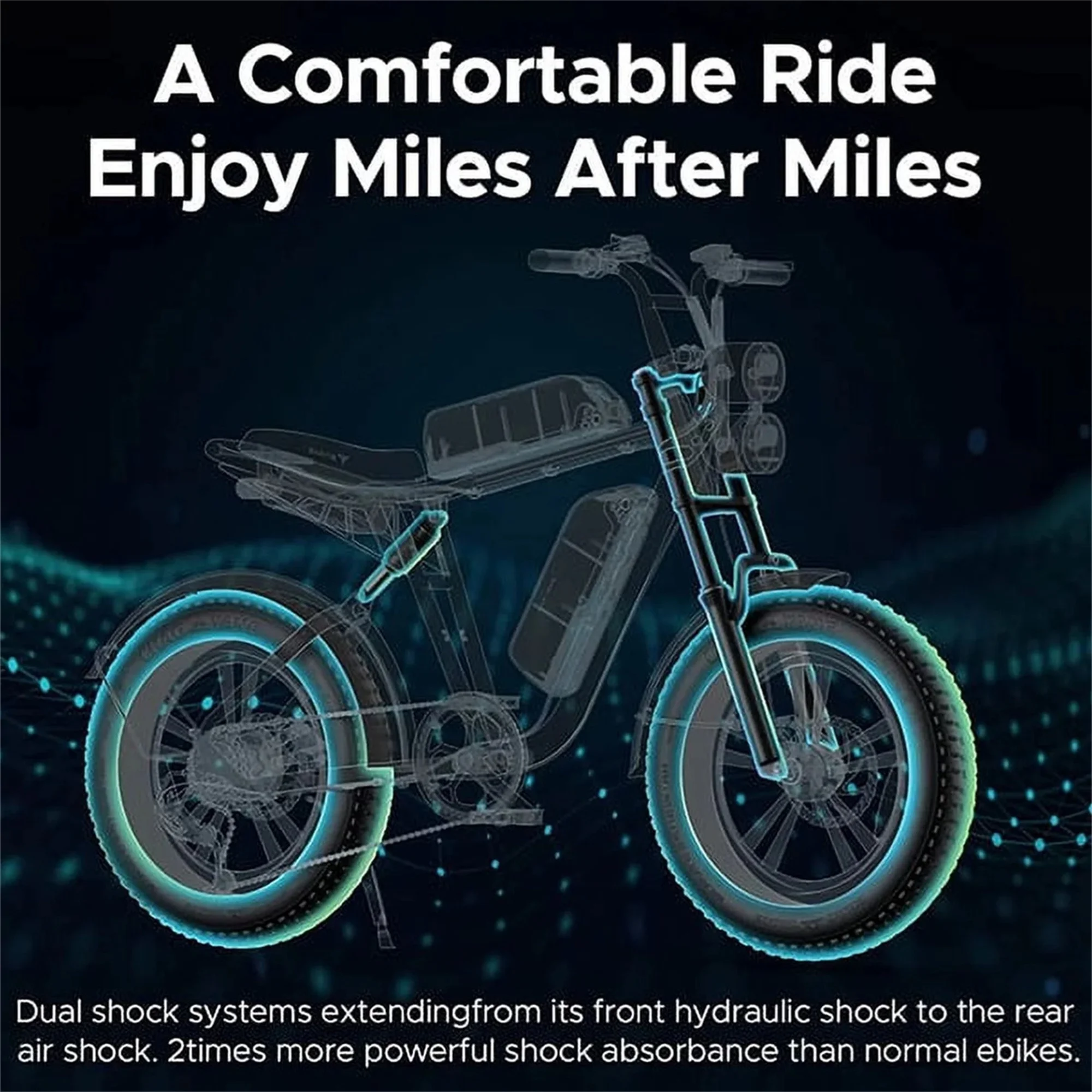 AKEZ Electric Bike for Adults - 1000W 28mph Moped Ebike with 48V 13A Removable Battery. Up to 94 Miles All Terrain Off Road E-Bike with 20*4.0 Fat Tire.Full Suspension.7-Speed UL Certified