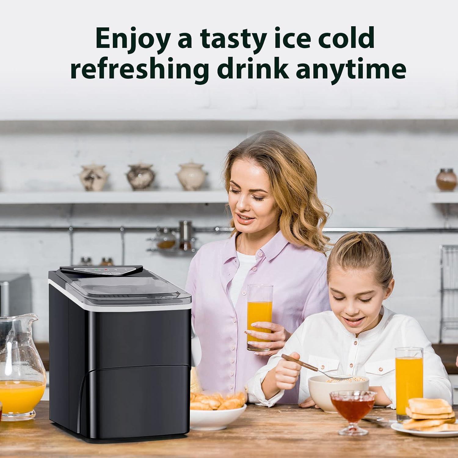 Ice Makers Countertop. Self-Cleaning Function. Portable Electric Ice Cube Maker Machine. 9 Pellet Ice Ready in 6 Mins. 26lbs 24Hrs with Ice Bags and Scoop Basket for Home Bar Camping RV(Black)