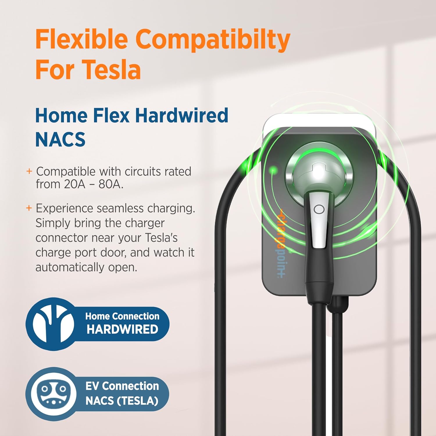 Home Flex Level 2 EV Charger. NEMA 14-50 Outlet 240V EV Charge Station. Electric Vehicle Charging Equipment Compatible with All EV Models