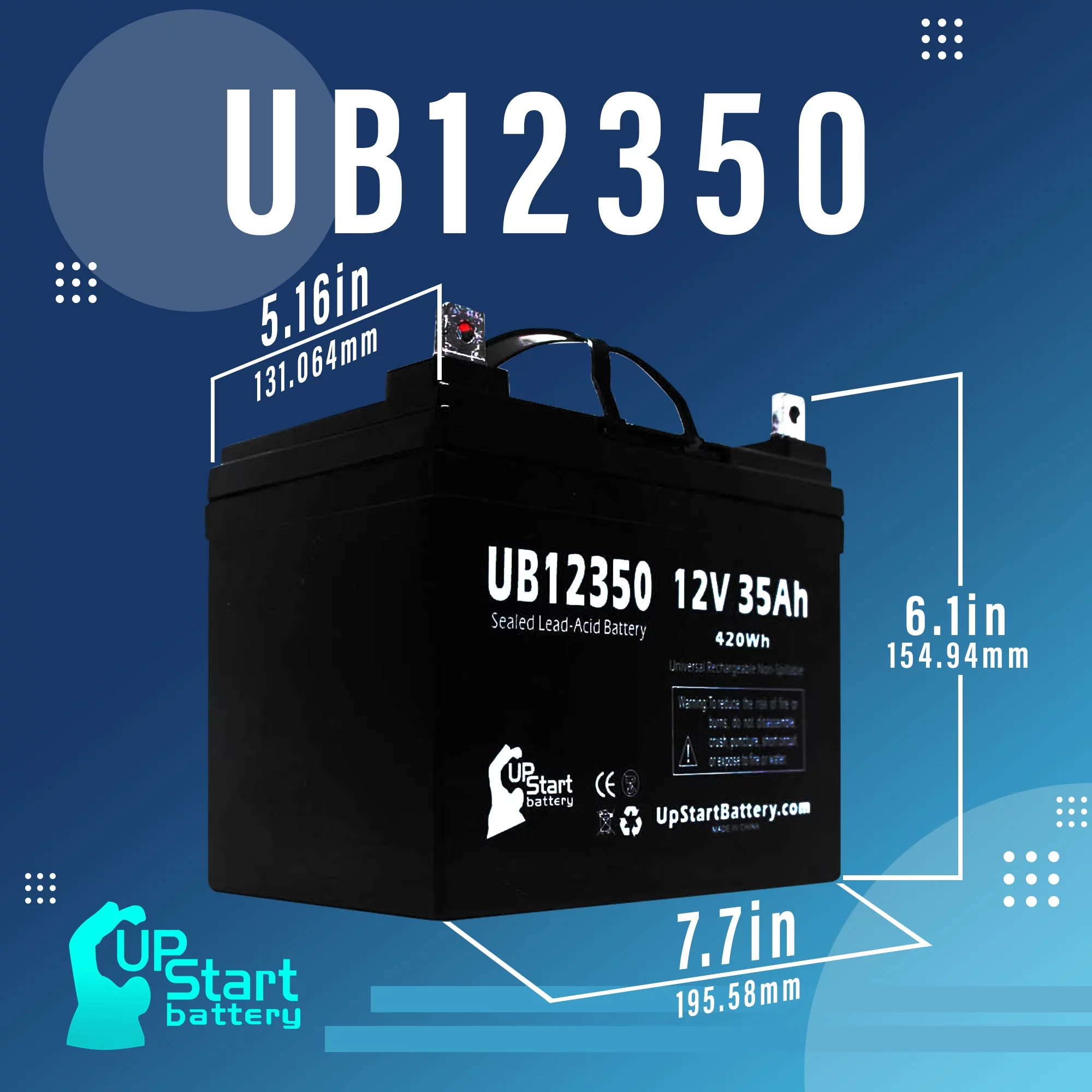 5x Pack - Compatible Imc Heartway Escape H Battery - Replacement UB12350 Universal Sealed Lead Acid Battery (12V. 35Ah. 35000mAh. L1 Terminal. AGM. SLA)