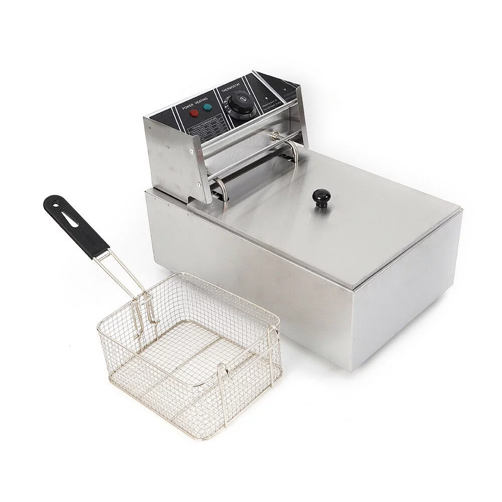 2500W 6 L Electric Deep Fryer Portable Single Tank Basket Commercial Restaurant