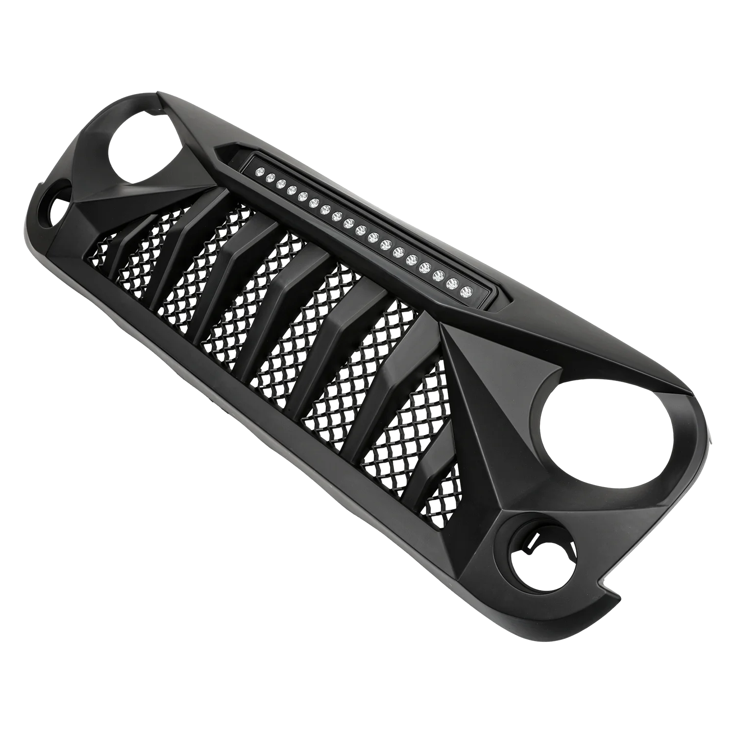 Black Off-Road Lights Front Grill Mars Grille with LED for 07-18 Jeep Wrangler JK