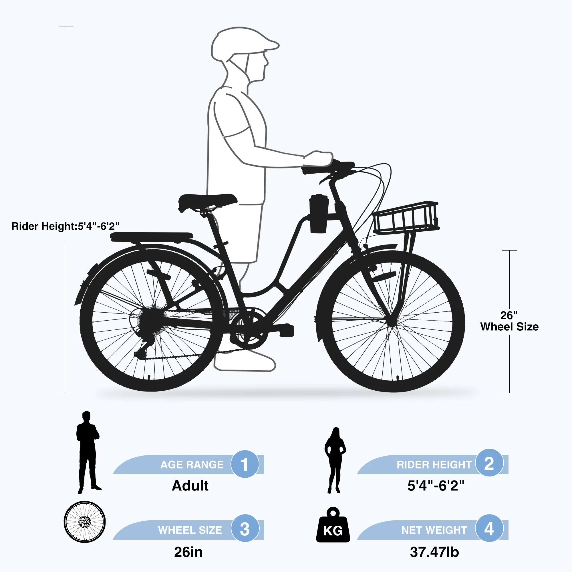iYofe Womens Cruiser Bike 26 inch Womens Bike City Bike for Ladies with Coffee Cup Holder Commuter Bike. Shimano 7 speed. 85% Assembled. Pink
