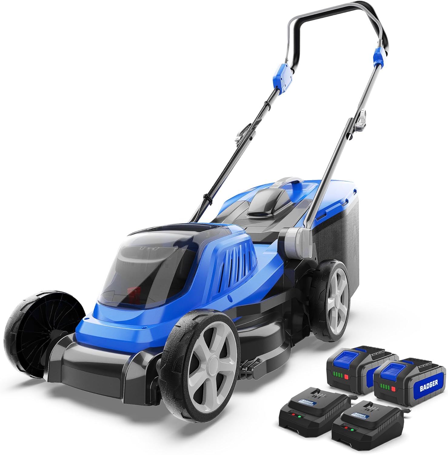 Lawn Mower 40V Brushless 16 Cordless. 5 Cutting Height Adjustments. Electric Lawn Mower. Quickly Folding Within 5's. 20V*2 4.0AH Battery and Super Charger Included.