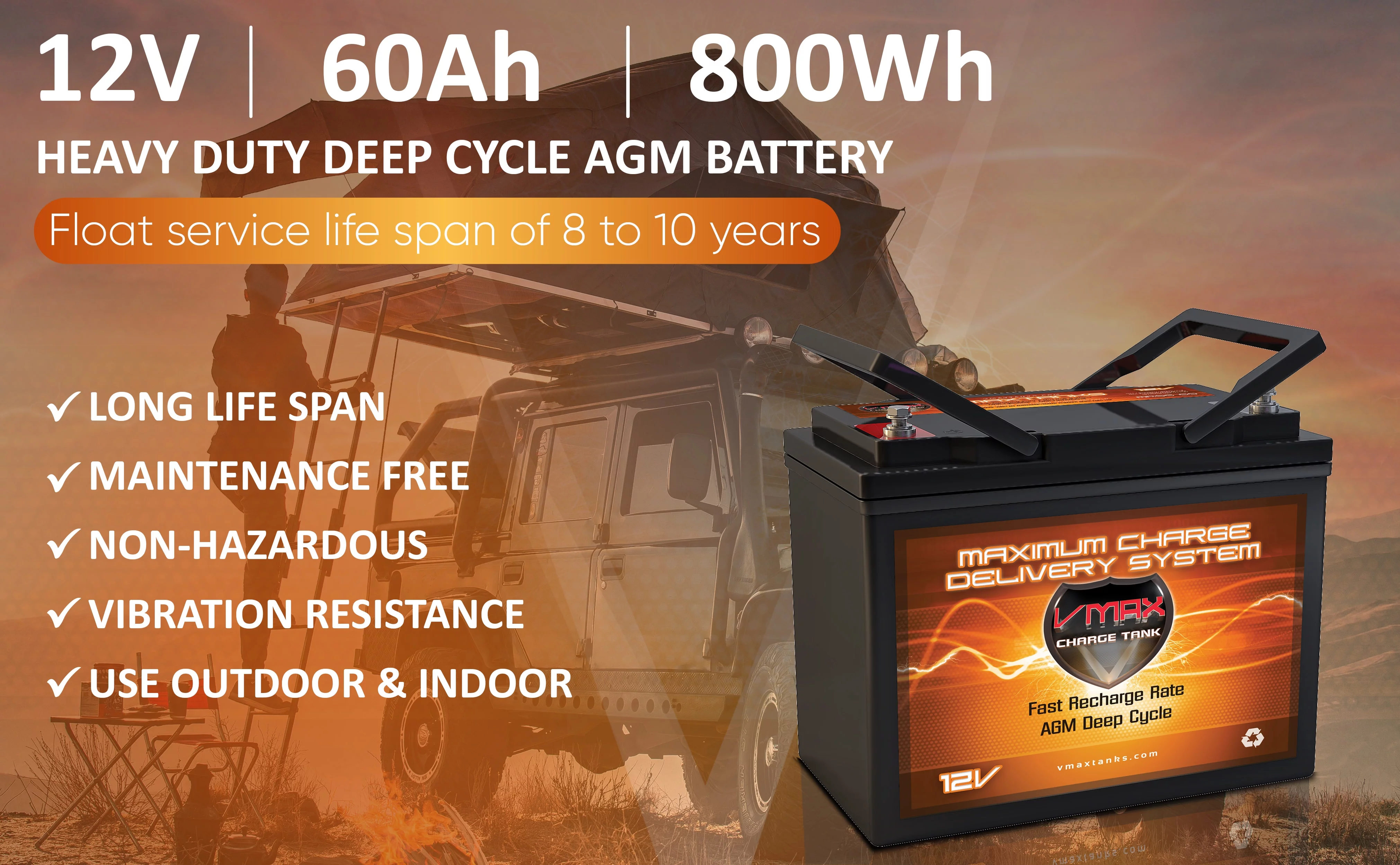 QTY 2 VMAXMB96 AGM Group 22 Deep Cycle Battery Replacement for IMC Hartway Mystere PF5. Forsa H10R 12V 60Ah Wheelchair Battery
