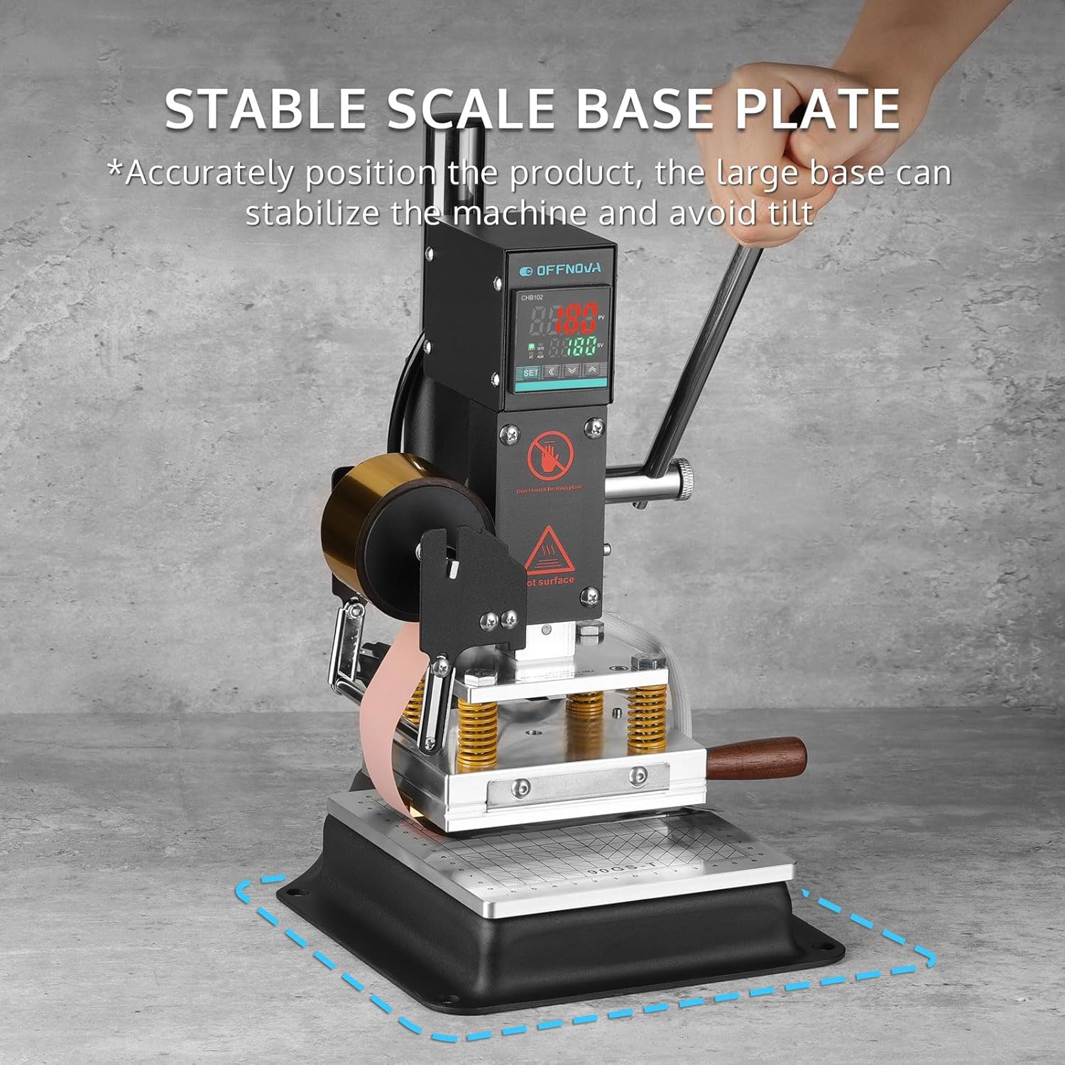 Hot Foil Stamping Machine 10x13cm with U-Slot & Movable Table. 110V Digital Embossing Machine Manual Tipper Stamper for PVC Wood PU Leather Logo