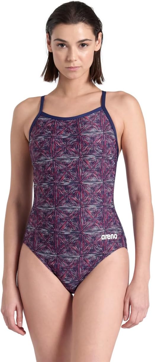 Arena Women's Abstract Tiles Lightdrop Back One Piece Swimsuit