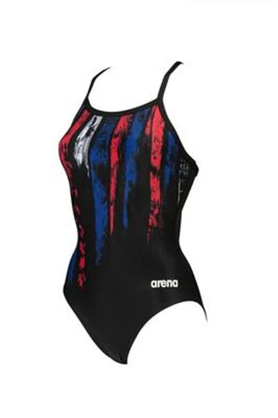 ARENA Womens Team Painted Stripes Light Drop Back One Piece