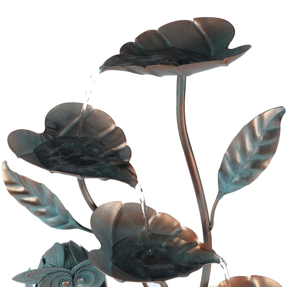 🔥Spring Clearance Sale-Metal Cascading Leaves and Owl Outdoor Fountain