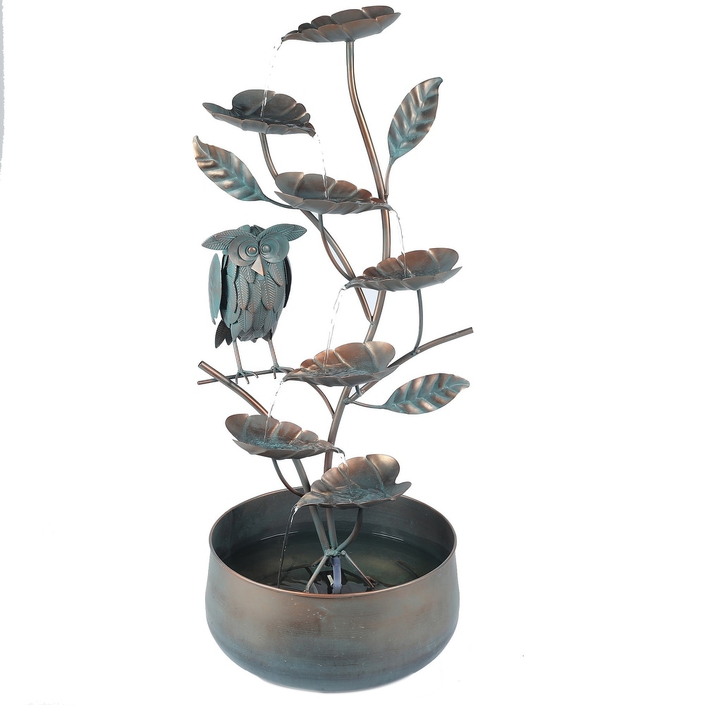 🔥Spring Clearance Sale-Metal Cascading Leaves and Owl Outdoor Fountain